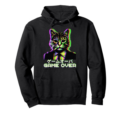Japanese Vaporwave Cat Smoking Hoodie - Unique Graphic for Adults