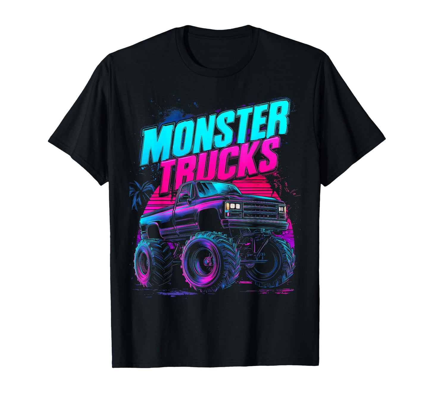 Monster Truck 4 Wheeler Vaporwave T-Shirt - Fun Novelty Design for Adults