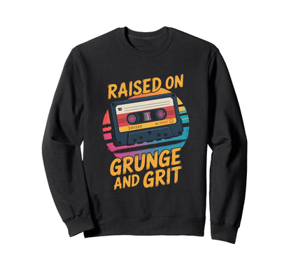 Raised Grunge And Grit Cassette 90S Sweatshirt - Fun Novelty Design Unisex