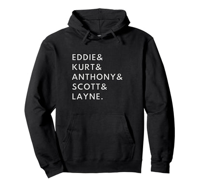 90S Grunge Rock Frontman Band Names Hoodie - Fun Novelty Design Men Women