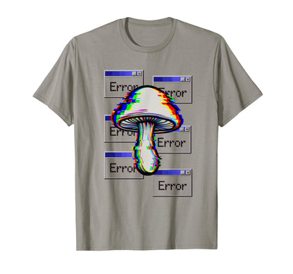 Error Mushroom Glitch Effect T-Shirt - Casual Everyday Wear Men Women
