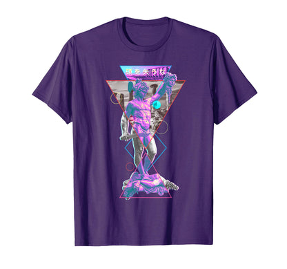 Perseus And Medusa Vaporwave Aesthetic T-Shirt - Fun Novelty Design Unisex