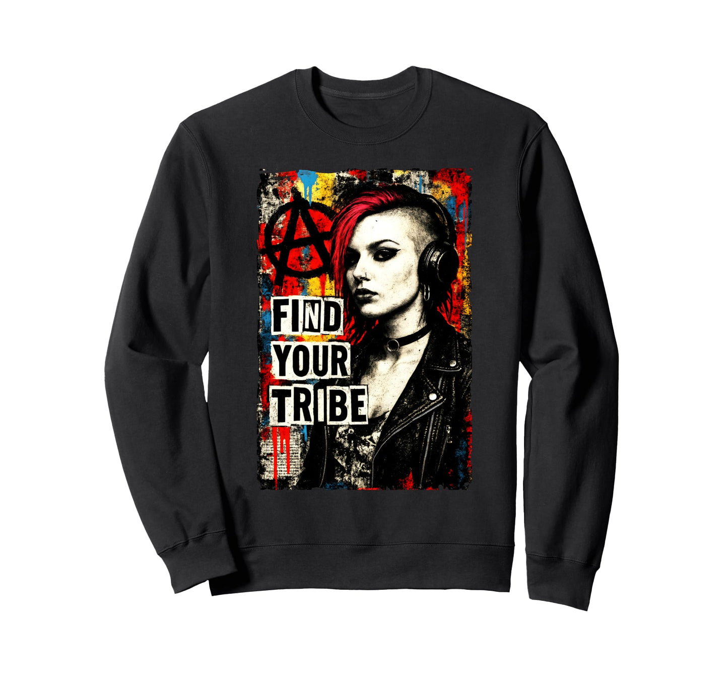 Punk 90S Grunge Urban Street Art Sweatshirt - Trendy Graphic for Adults