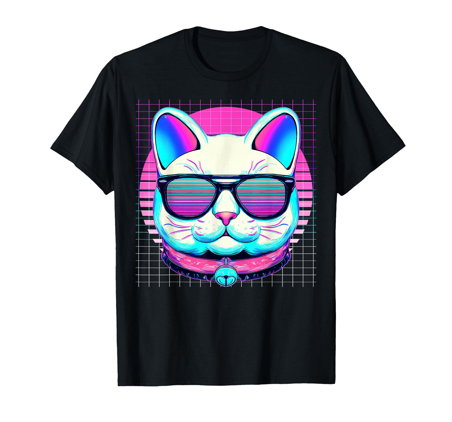 Maneki Neko Sunglasses Japanese Cat T-Shirt - Graphic Print Men Women