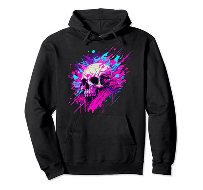 Vaporwave Skull Urban Aesthetic Pastel Hoodie - Trendy Graphic for Adults