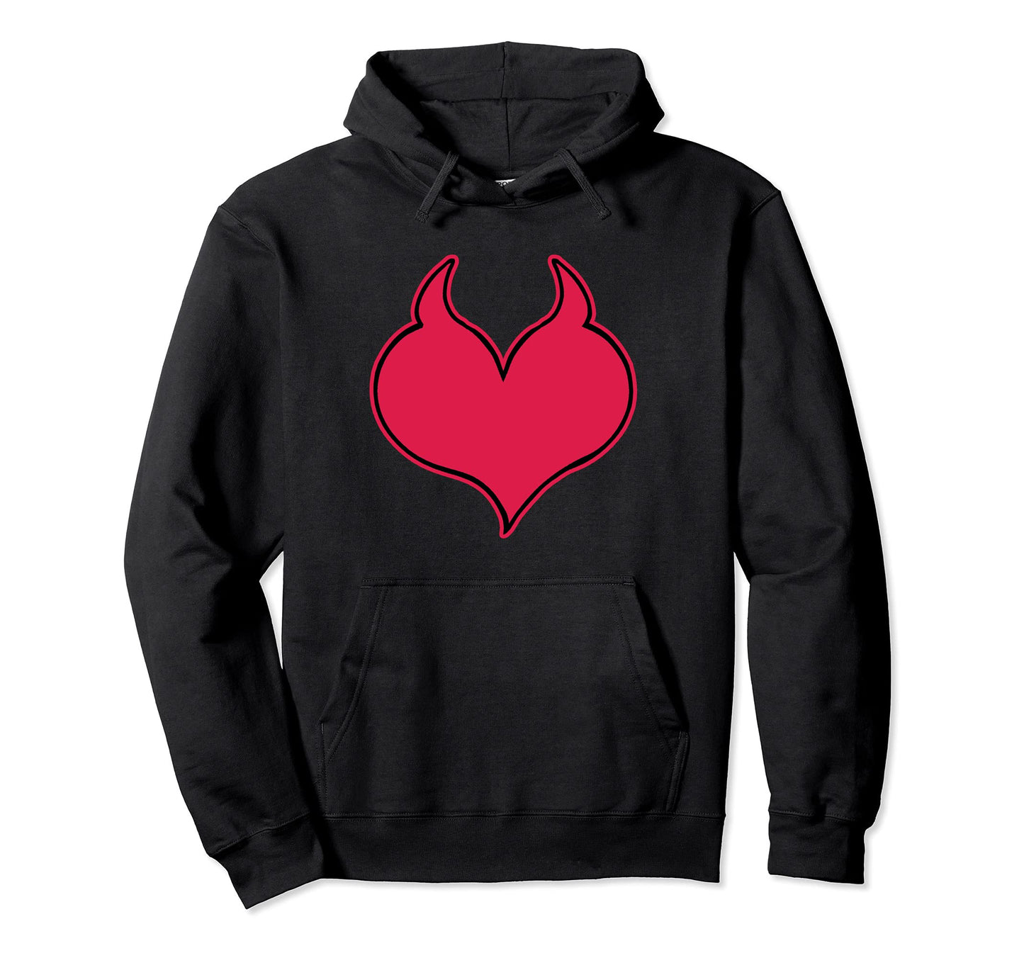 Devil Red Heart Horns Soft Grunge Goth Hoodie - Minimalist Print Men Women