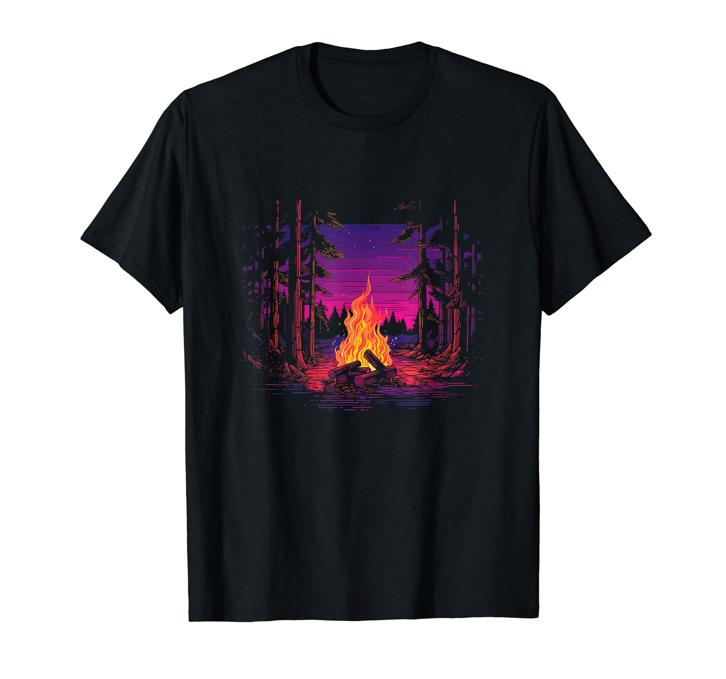 Vaporwave Campfire Indie Aesthetic T-Shirt - Custom Art Print for Adults