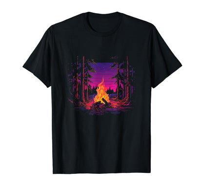 Vaporwave Campfire Indie Aesthetic T-Shirt - Custom Art Print for Adults