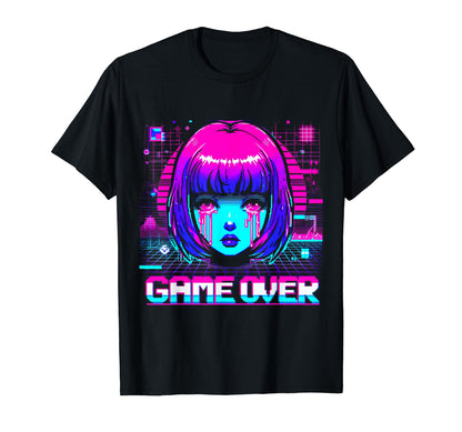 Sad Anime Japanese Vaporwave Aesthetic T-Shirt - Aesthetic Graphic Unisex