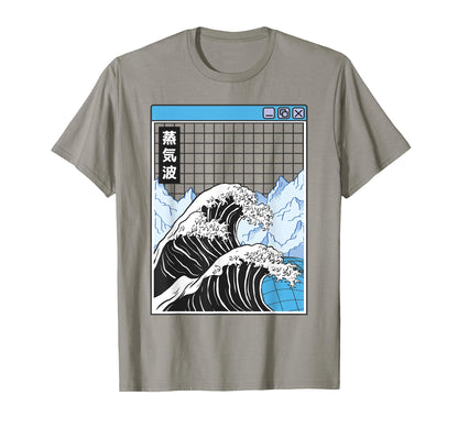 Great Wave Off Kanagawa Grid Kawaii T-Shirt - Aesthetic Graphic Unisex