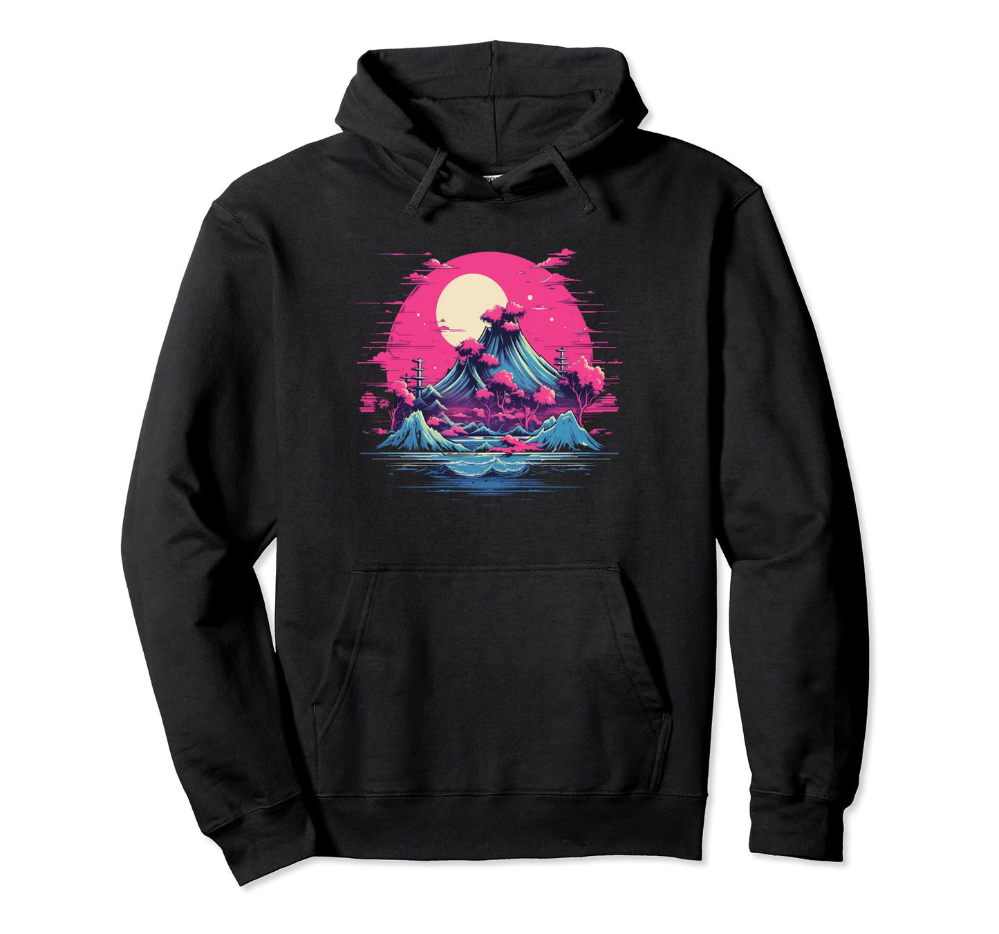 Aesthetic Vaporwave Japan City Cherry Hoodie - Graphic Print Men Women