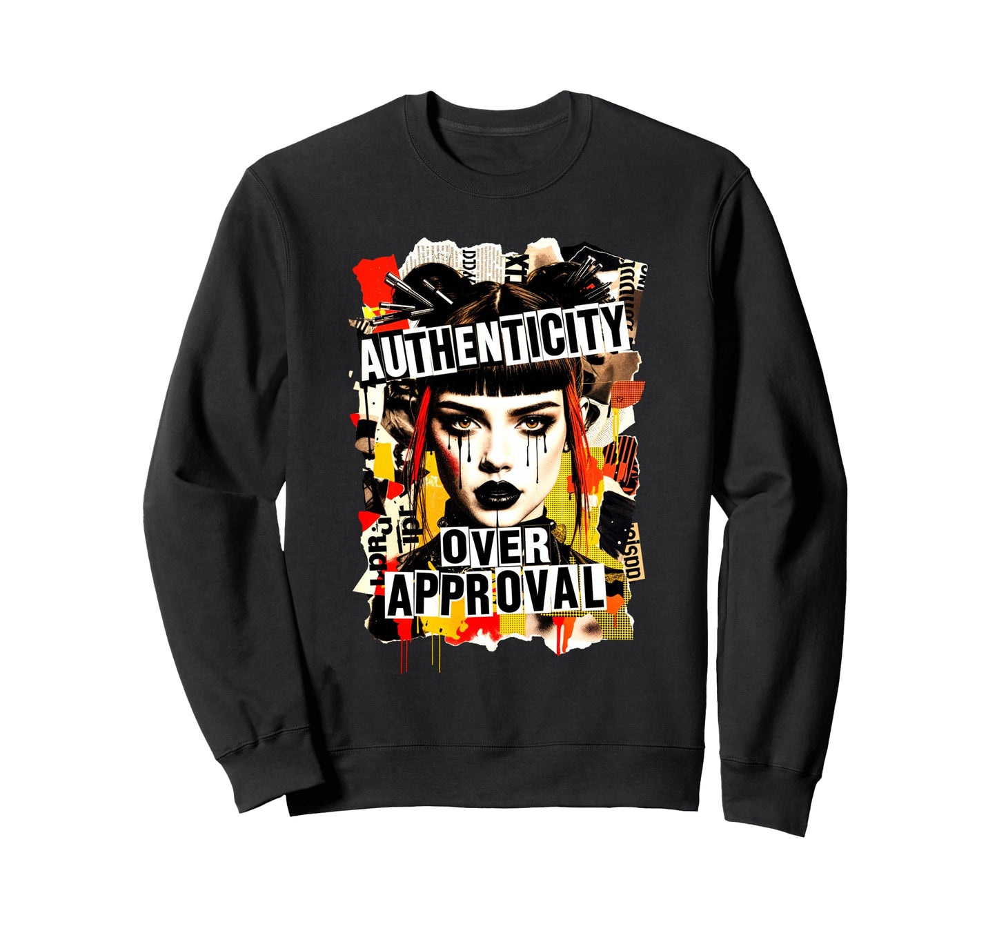 90S Grunge Punk Collage Riot Grrrl Sweatshirt - Minimalist Print Men Women