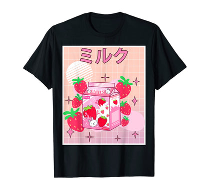 Strawberry Milk Shake Anime Kawaii T-Shirt - Novelty Apparel Unisex