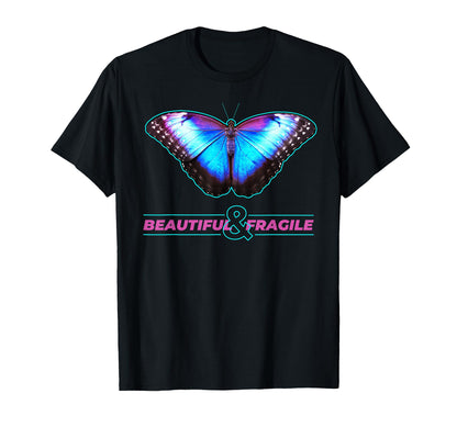Butterfly Beautiful Fragile 80S 90S T-Shirt - Fun Novelty Design Unisex