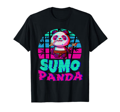 Sumo Panda Wrestler Vaporwave Japanese T-Shirt - Unique Graphic Men Women
