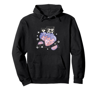 Strawberry Japanese Letters Hoodie - Fun Novelty Design for Adults