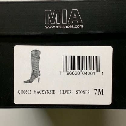 MIA Mackynzie Silver Stone Tall Heeled Boots Sz 7M Q100302