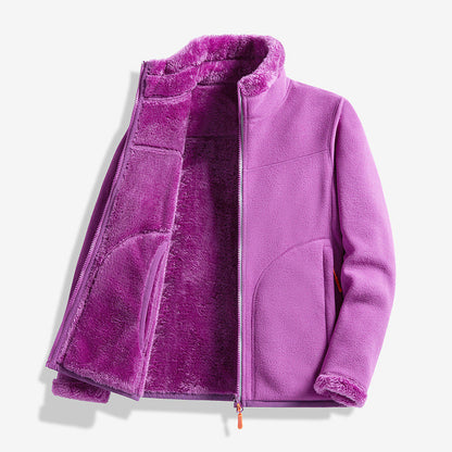 Double-sided Polar Fleece Outdoor Thick Warm Sweater Coat