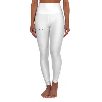 Aftrz Minimal High Waisted Leggings - White with Black Logo