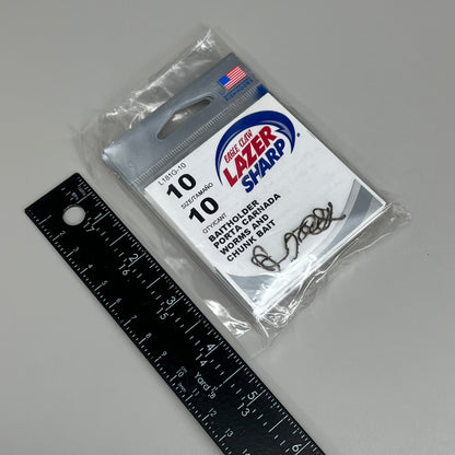 EAGLE CLAW (5 PACK) Lazer Sharp Down eye Baitholder Hook Bronze #10 10pc L181G-10