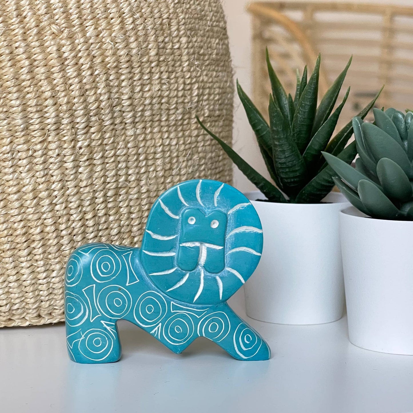 Fuchsia Soapstone Lion