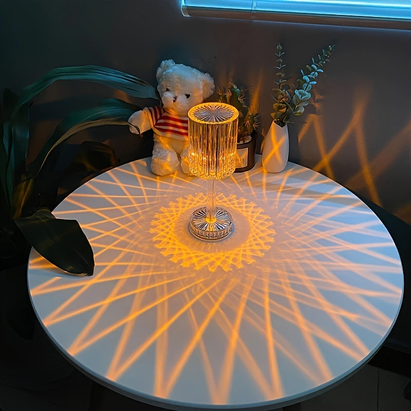 Crystal Touch Control Bedside Lamp – Dimmable USB LED Light with Rechargeable Battery