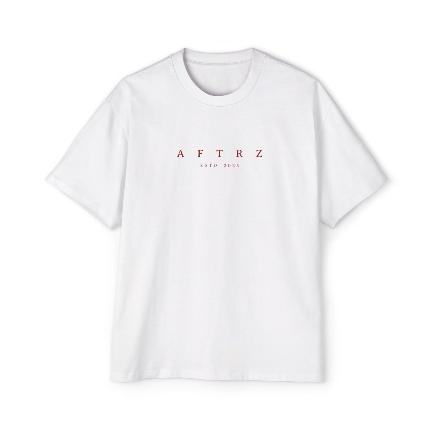 Aftrz Classics Heavy Oversized Short Sleeve T-Shirt - White with Red Logo