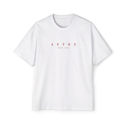 Aftrz Classics Heavy Oversized Short Sleeve T-Shirt - White with Red Logo