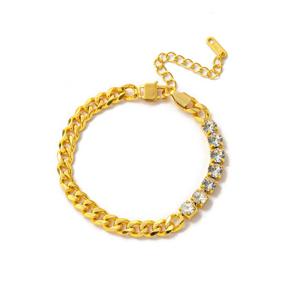 Electroplating Gold Hip-hop Titanium Steel Bracelet Necklace Color Protection
