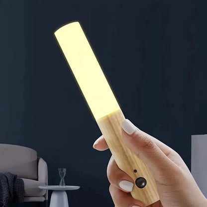 Motion Sensor Night Light, Rechargeable Body Sensor Night Light Indoor, Magnetic Wooden LED Wall Sconce For Bedroom Corridor Staircase Cabinet Intelligent Human Body Induction Night Light