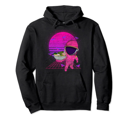 Bowl Ramen Noodles Vaporwave Aesthetics Hoodie - Graphic Print for Adults