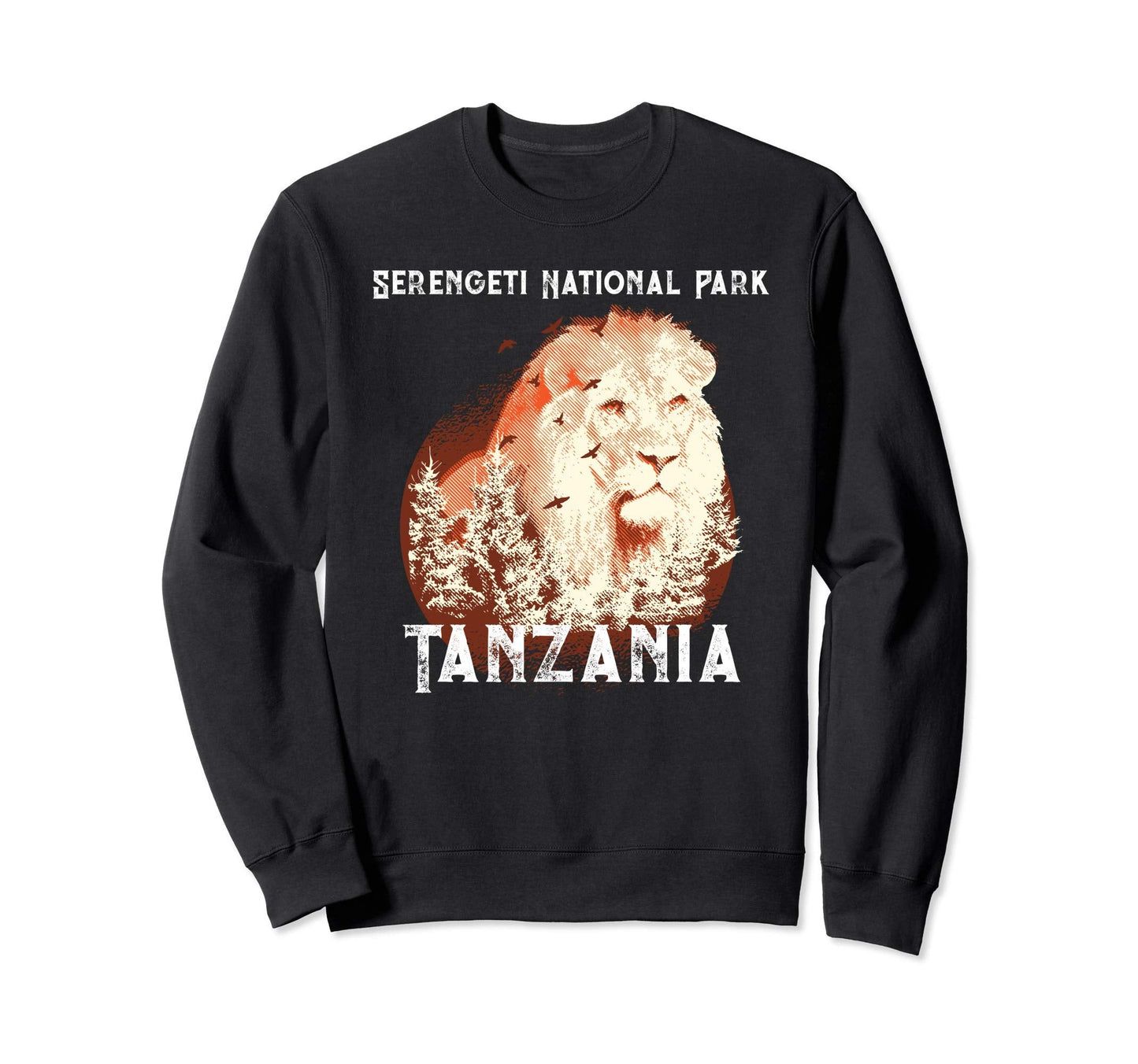 Sunset Safari Lion Serengeti Sweatshirt - Minimalist Print for Adults
