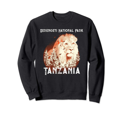 Sunset Safari Lion Serengeti Sweatshirt - Minimalist Print for Adults