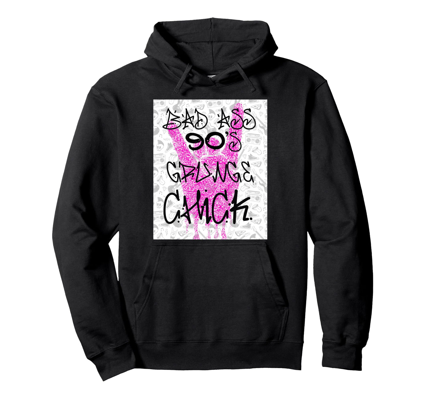 Bad Ass 90S Grunge Chick Hoodie - Novelty Apparel for Adults