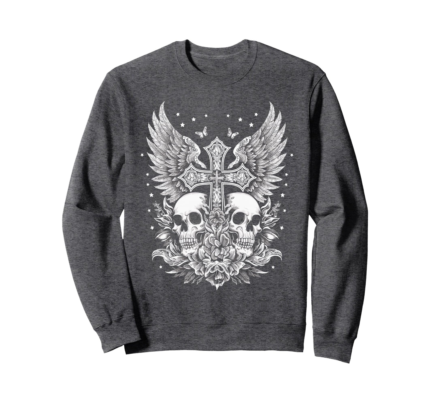 Emo Y2K Grunge Aesthetic Goth Skull Sweatshirt - Trendy Graphic Unisex