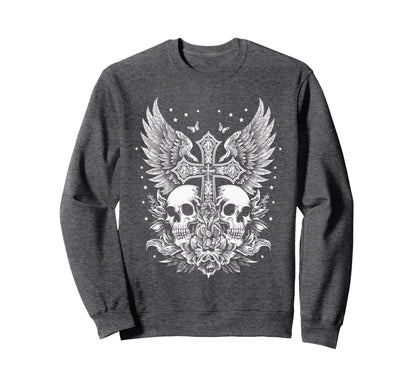 Emo Y2K Grunge Aesthetic Goth Skull Sweatshirt - Trendy Graphic Unisex