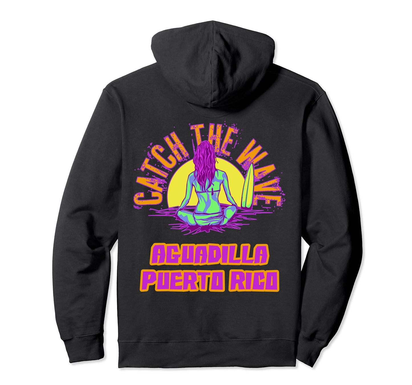 Aguadilla Puerto Rico Surfing Vaporwave Hoodie - Aesthetic Graphic Unisex