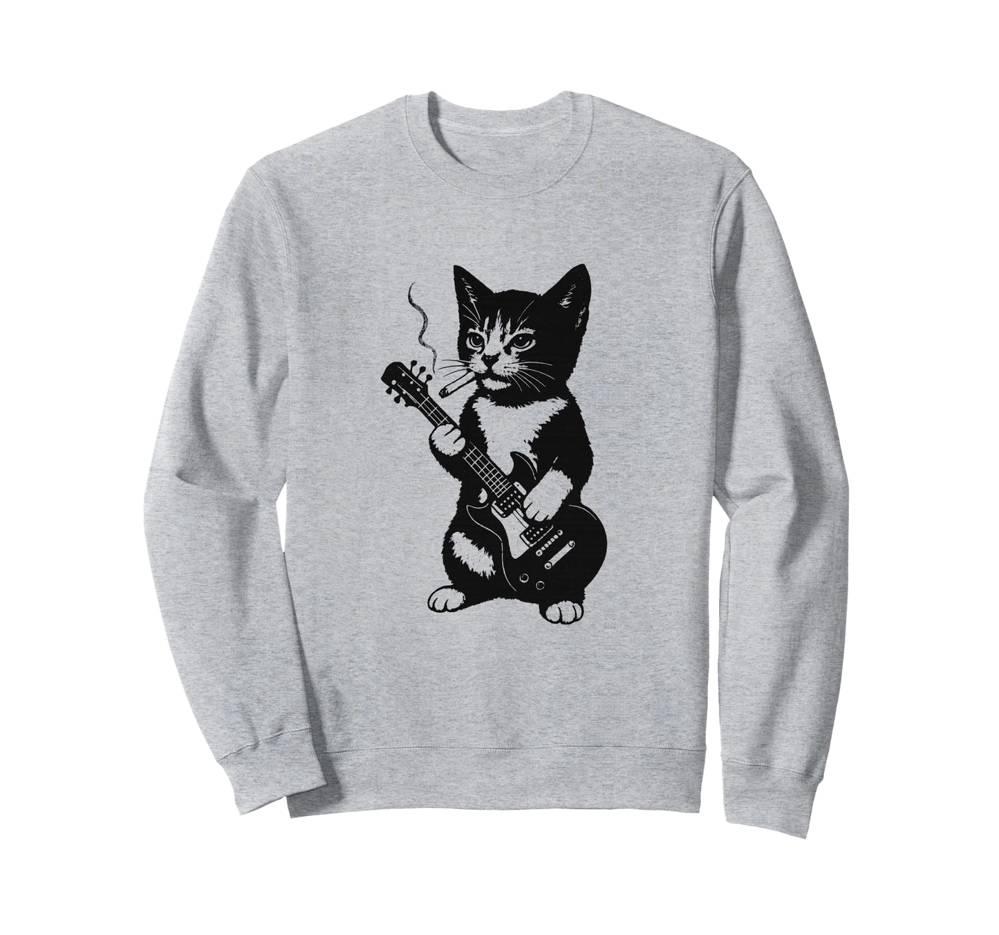Smoking Cat Punk Rock Y2K Kitten Sweatshirt - Streetwear Style for Adults