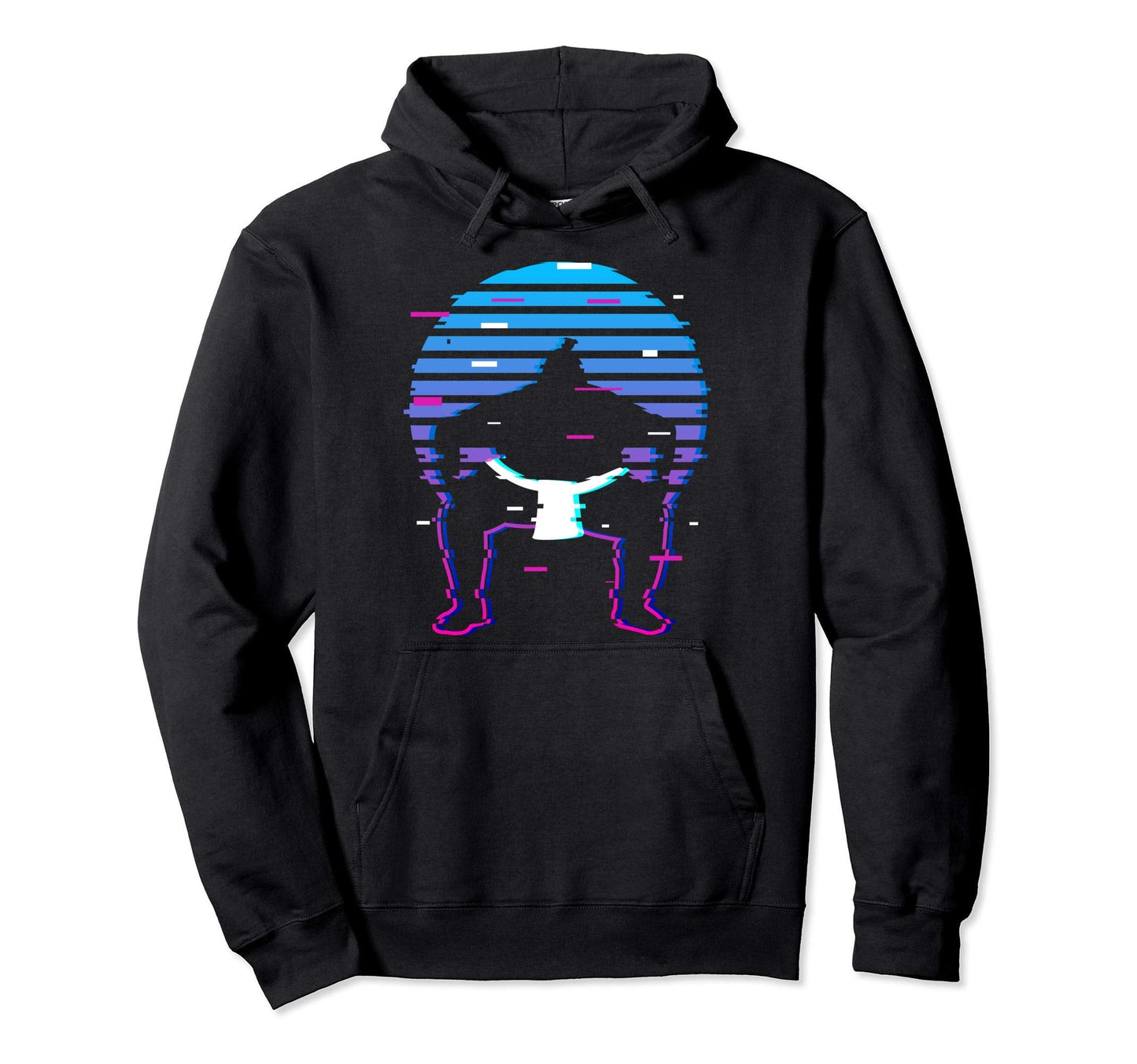Sumo Wrestler Vaporwave Aesthetic Sunset Hoodie - Novelty Apparel Unisex