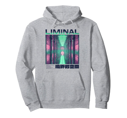 Liminal Aesthetic Vaporwave Japanese Hoodie - Minimalist Print Unisex