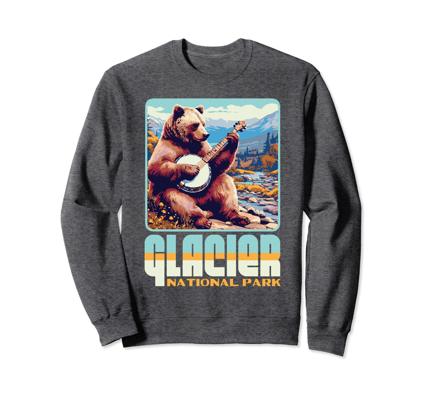 Glacier National Park Grizzly Bear Sweatshirt - Trendy Graphic Men Women