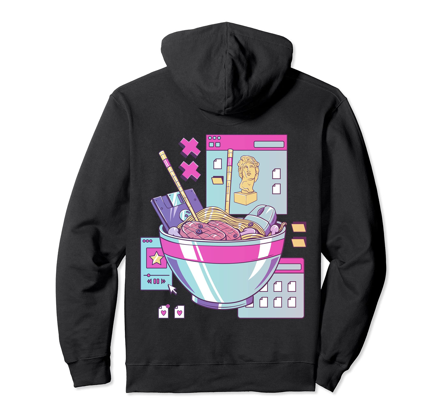 Funny 90S Japanese Kawaii Ramen Hoodie - Minimalist Print for Adults
