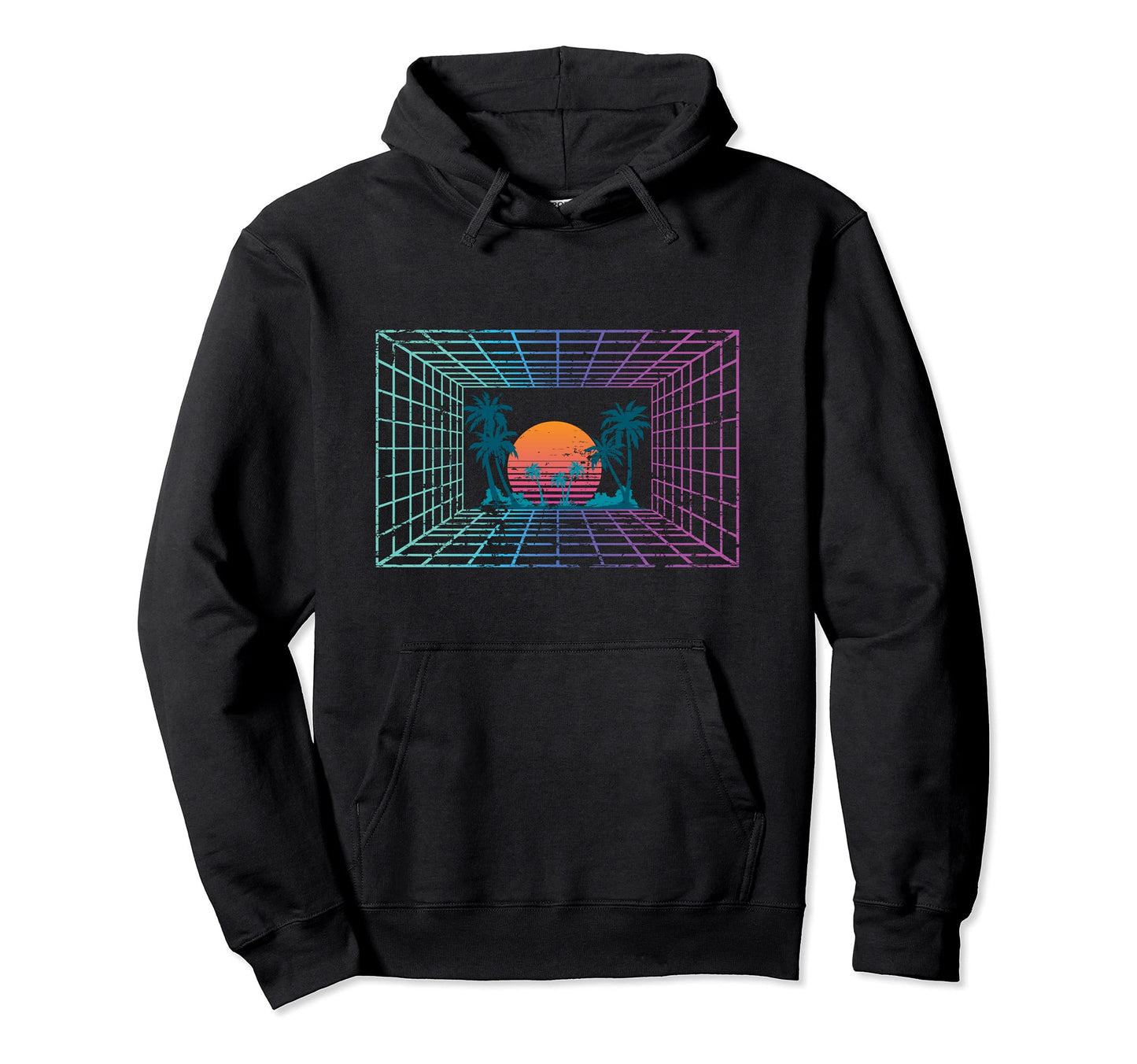 80S Art Vaporwave Aesthetic Palm Trees Hoodie - Novelty Apparel Men Women