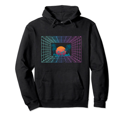 80S Art Vaporwave Aesthetic Palm Trees Hoodie - Novelty Apparel Men Women