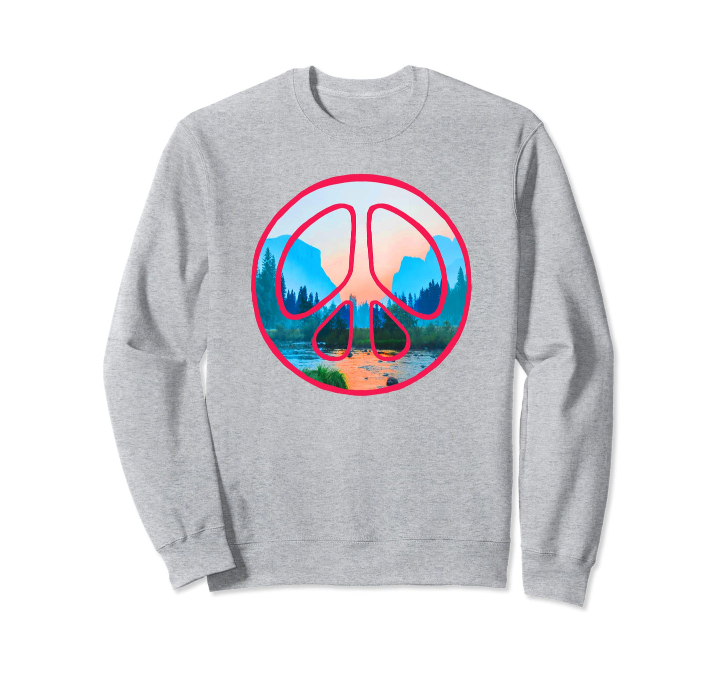 Yosemite National Park Peace Sign Sweatshirt - Fun Novelty Design Unisex