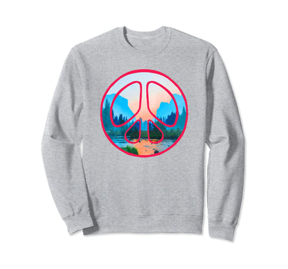 Yosemite National Park Peace Sign Sweatshirt - Fun Novelty Design Unisex