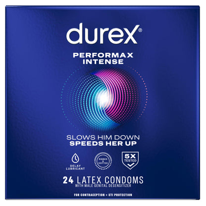 Durex Intense Condoms - 10 Pack, Enhanced Sensation for Intimate Protection & Pleasure
