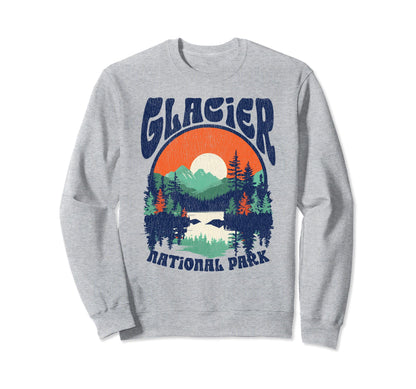 Distressed Glacier National Park 80S Sweatshirt - Custom Art Print Unisex