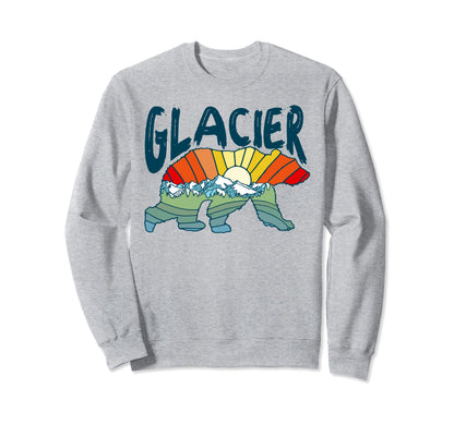 Glacier National Park Grizzly Bear Sweatshirt - Minimalist Print Unisex