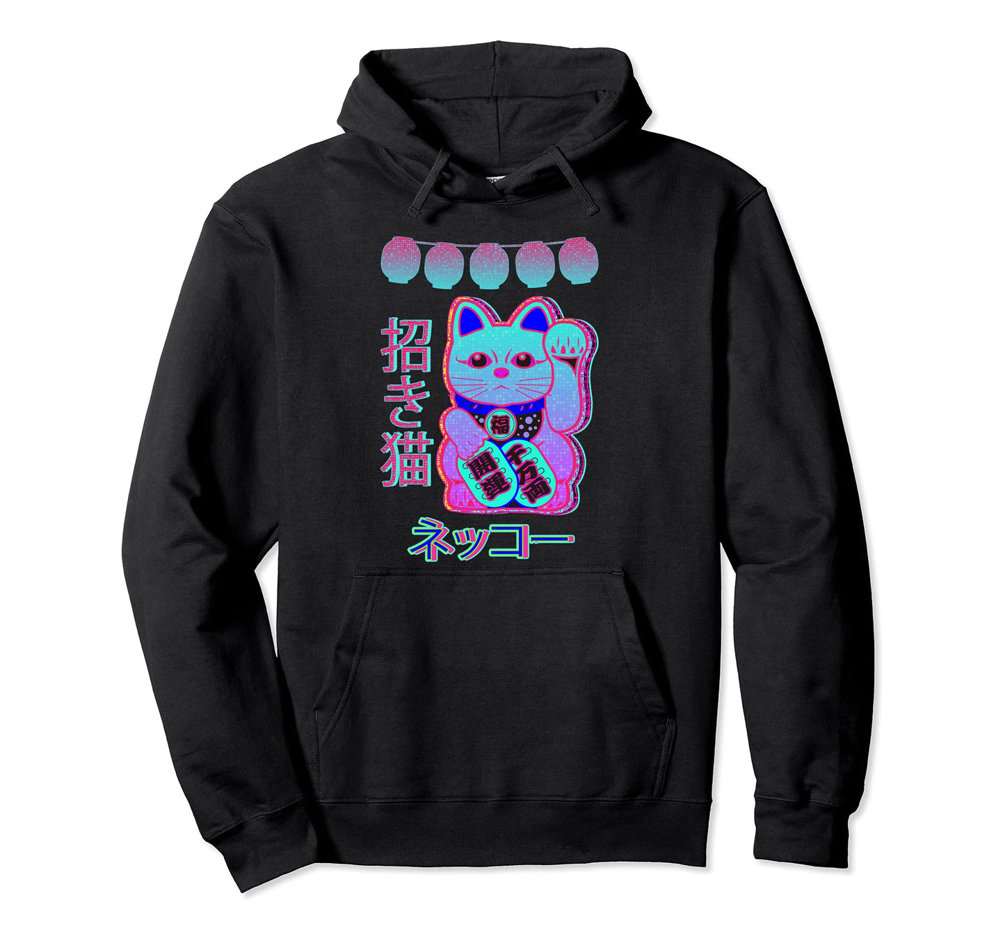 Cat Japanese Welcome Vaporwave Aesthetic Hoodie - Aesthetic Graphic Unisex